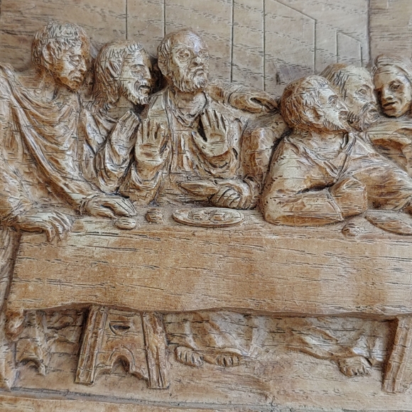Wood Carved Plaque Relief Jesus Apostles Sculpture Leonardo Picture Wall - Picture 12 of 15